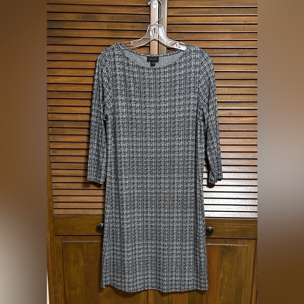 J. Jill Wearever Collection Black & White Plaid A-Line Swing Dress Size S